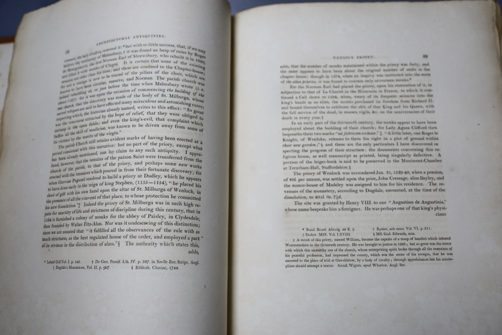 Britton, John - The Architectural Antiquities of Great Britain, 4 vols (of 5) qto, contemporary calf, London 1807-26